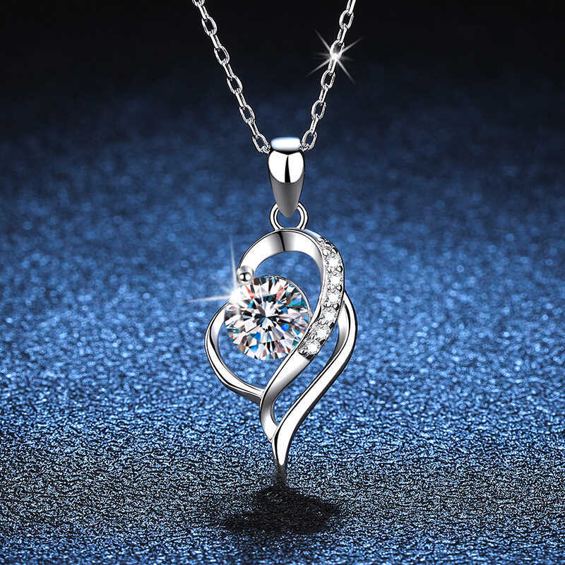 Romantic CZ Love Heart Pendant Necklaces for Women Wedding Valentines day White gold Heart Moissanite Diamond Neckalce Birthday Mothers Day Jewelry Gifts - Image 2