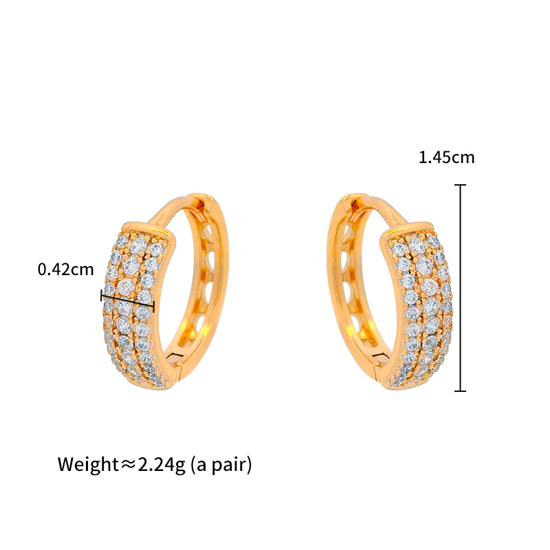 Dainty 18K Gold Plated Multiple Row Rhinestone Hoop Earrings Classic Diamond Ear Loops Drop Earrings for Women Girls Wedding Party Earrings Jewelry Gifts - Image 3