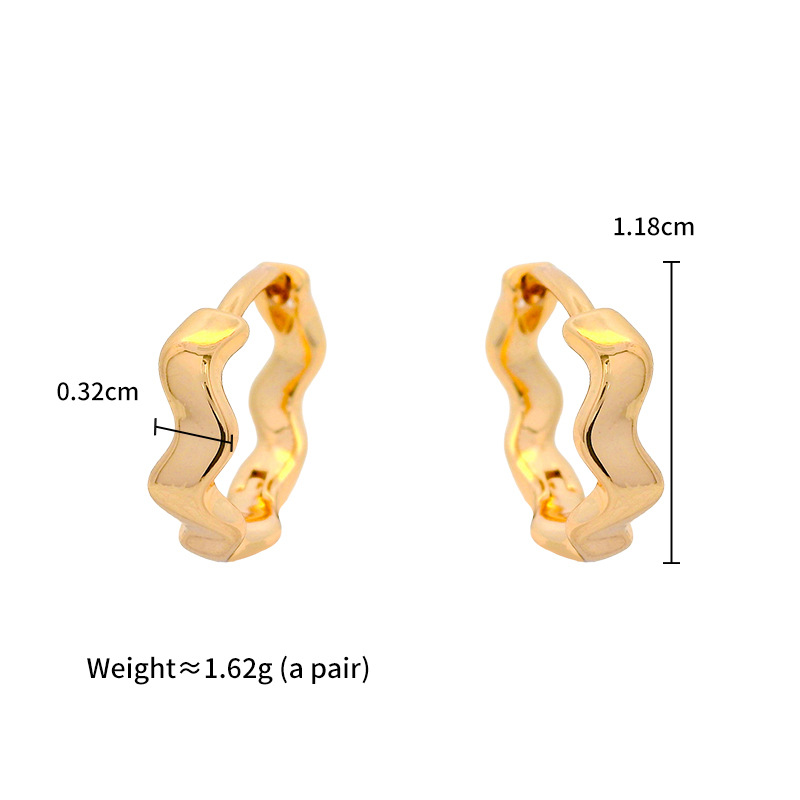18K Gold Plated Wave Pattern Plain Metal Hoop Earrings for Women Loops Drop Earrings Minimalist Jewelry Gifts - Image 3