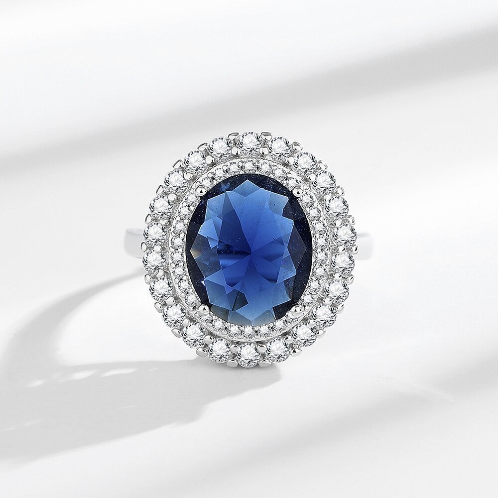 Dainty Jewelry Set CZ White Gold Diamond Pendant Necklace Ring Stud Earrings 3pc Sets for Women Party Wedding Jewelry Gifts - Image 3