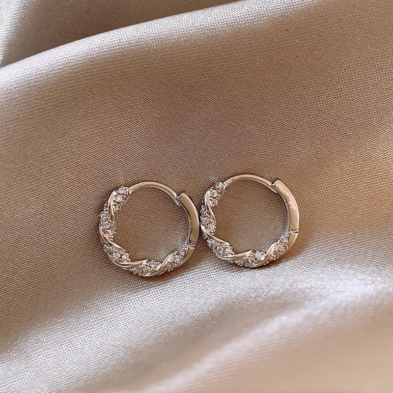 Dainty 18K Gold Plated Copper Paved Cubic Zirconia Twist CZ Huggie Hoop Earrings for Women Girls Fashion Jewelry Gifts - Image 3