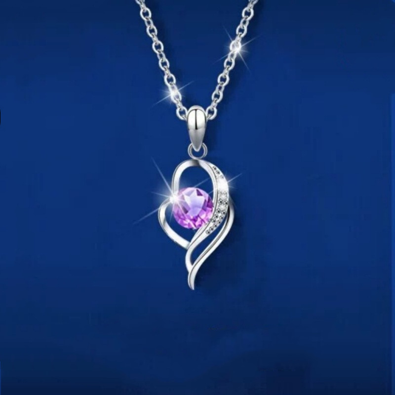 Romantic CZ Love Heart Pendant Necklaces for Women Wedding Valentines day White gold Heart Moissanite Diamond Neckalce Birthday Mothers Day Jewelry Gifts - Image 3