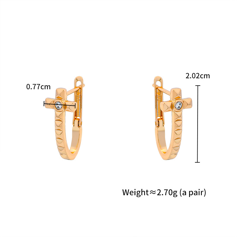 18K Gold Minimalist Rhinestone Cross Earrings U Shape Cross Hoop Earrings for Women Men Cross Loops Drop Earrings Jewelry Gifts - Image 5