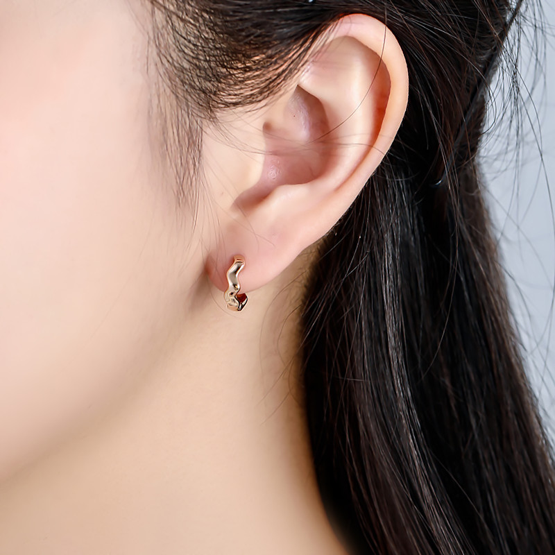 18K Gold Plated Wave Pattern Plain Metal Hoop Earrings for Women Loops Drop Earrings Minimalist Jewelry Gifts - Image 4