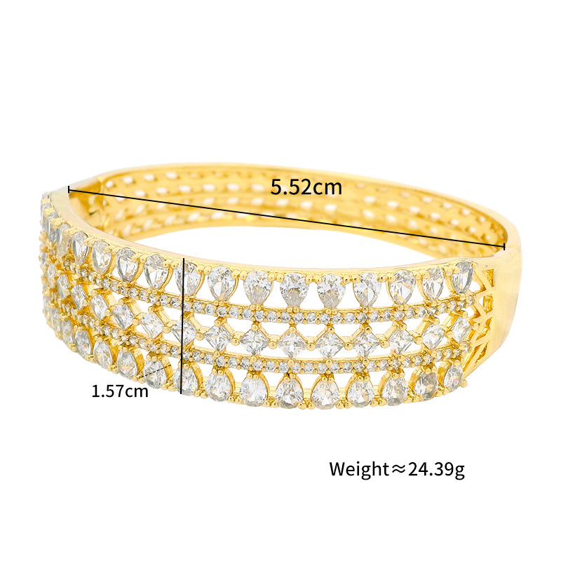 Fine Jewelry Dainty CZ Bangle for Women 14K Gold Plated Cubic Zirconia Chunky Cuff Bracelet Bangle for Women Wedding Wristband Gifts - Image 4