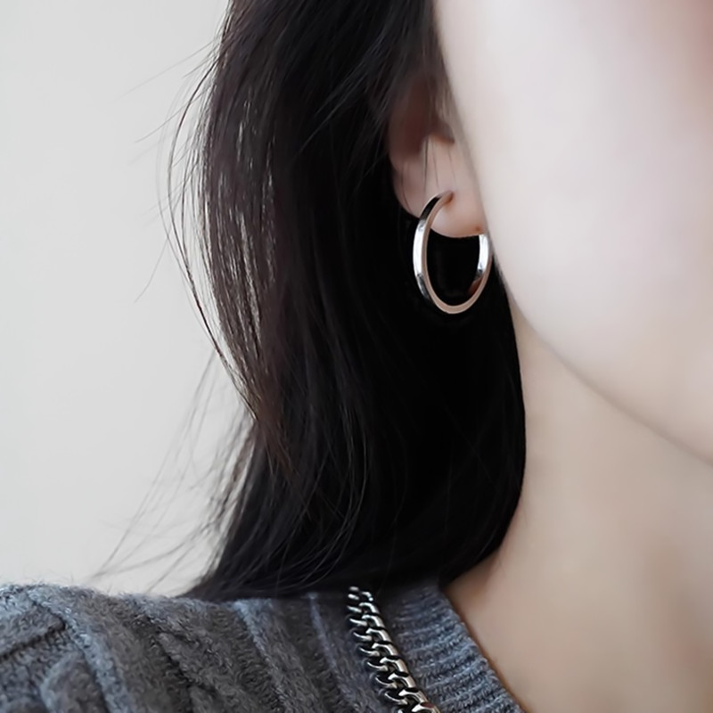 925 Sterling Silver Post Elegant Simple Plain Hoop Earrings for Women Trendy Silver Gold Copper Loop Earrings for Girls Fashionable Jewelry Gifts - Image 4