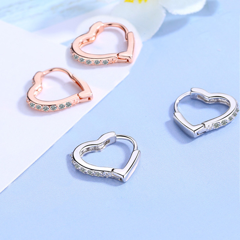 Dainty CZ Love Heart Earrings for Women Classic Wedding Earrings Cubic Zirconia Love Stud Earrings Diamond Heart Hoop Earrings Jewelry Gifts - Image 4