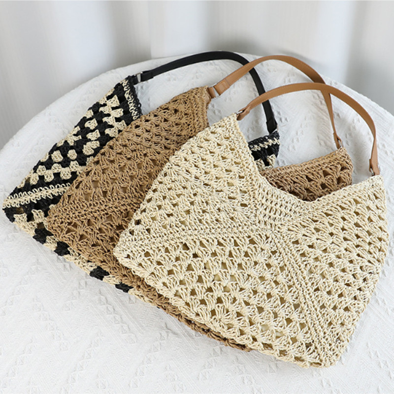 Women Woven Bags Beautiful Straw Woven Hollow Bags for Ladies Fashionable Shoulder Bag Lady Handbag - Image 4