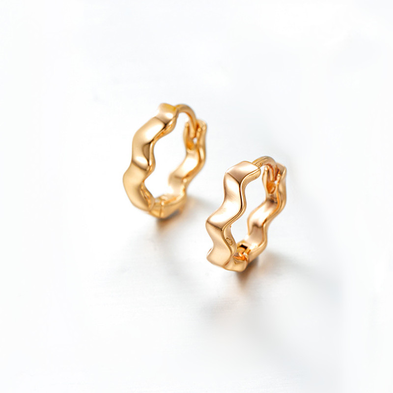 18K Gold Plated Wave Pattern Plain Metal Hoop Earrings for Women Loops Drop Earrings Minimalist Jewelry Gifts - Image 5