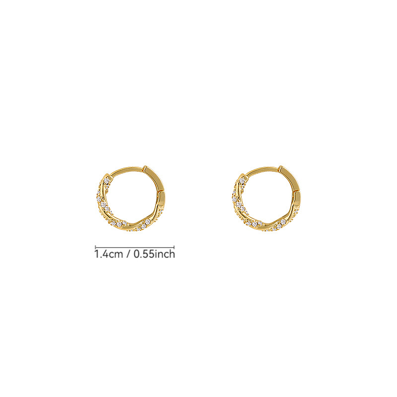 Dainty 18K Gold Plated Copper Paved Cubic Zirconia Twist CZ Huggie Hoop Earrings for Women Girls Fashion Jewelry Gifts - Image 5