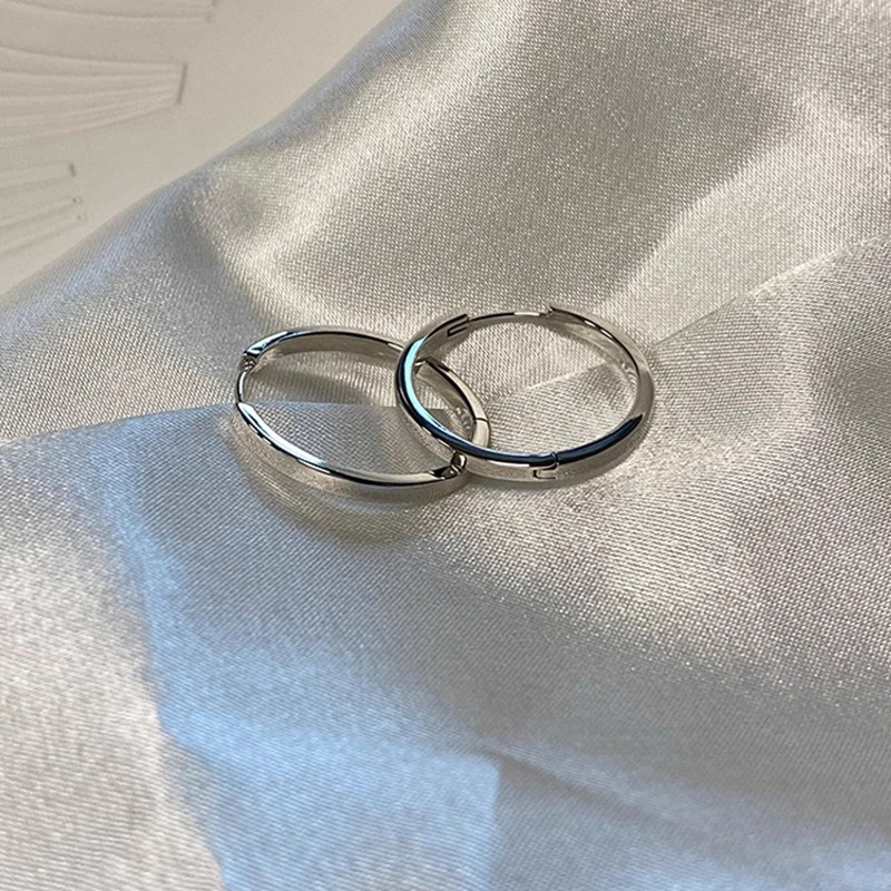 925 Sterling Silver Post Elegant Simple Plain Hoop Earrings for Women Trendy Silver Gold Copper Loop Earrings for Girls Fashionable Jewelry Gifts - Image 5