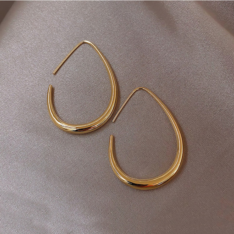 Personalized 18K Gold White Gold Copper Simple Plain Open Drop Hoop Earrings for Women Elegant Jewelry Gifts - Image 5