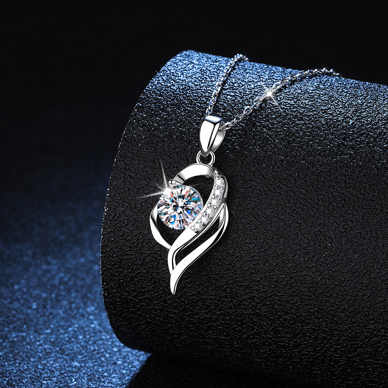 Romantic CZ Love Heart Pendant Necklaces for Women Wedding Valentines day White gold Heart Moissanite Diamond Neckalce Birthday Mothers Day Jewelry Gifts - Image 5