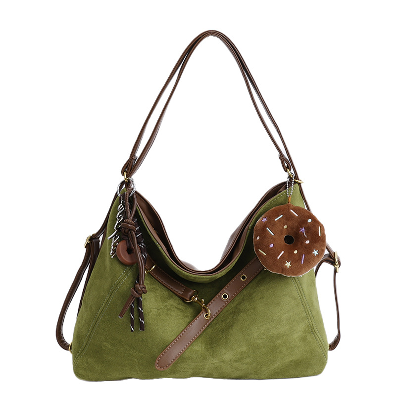 Womens Bags Trendy Fall Winter Shoulder Bags Crossbody Bags Large Lady Tote Bags Lady Handbag for Women Velvet Leather Bag with Cute Accessories - Image 7