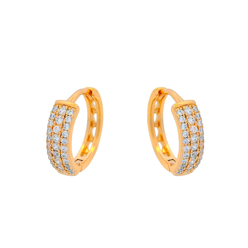 Dainty 18K Gold Plated Multiple Row Rhinestone Hoop Earrings Classic Diamond Ear Loops Drop Earrings for Women Girls Wedding Party Earrings Jewelry Gifts - Image 6