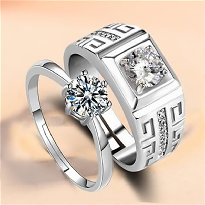 Fine Jewelry Romantic Wedding Rings S925 Sterling Silver Adjustable Couple Rings Love Rings for Women Men Engagement and Marriage Ringband - Image 6