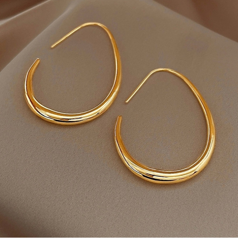 Personalized 18K Gold White Gold Copper Simple Plain Open Drop Hoop Earrings for Women Elegant Jewelry Gifts - Image 6