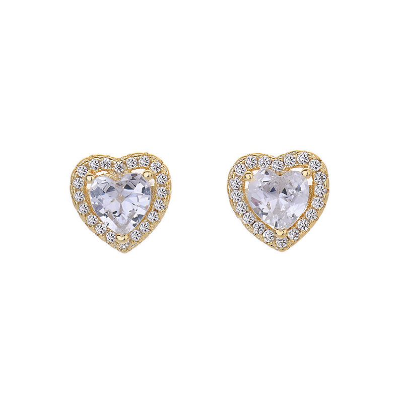 Dainty 18K Gold White Gold CZ Love Heart Stud Earrings for Women S925 Sterling Silver Post Wedding Earrings for Girls Romantic - Image 7