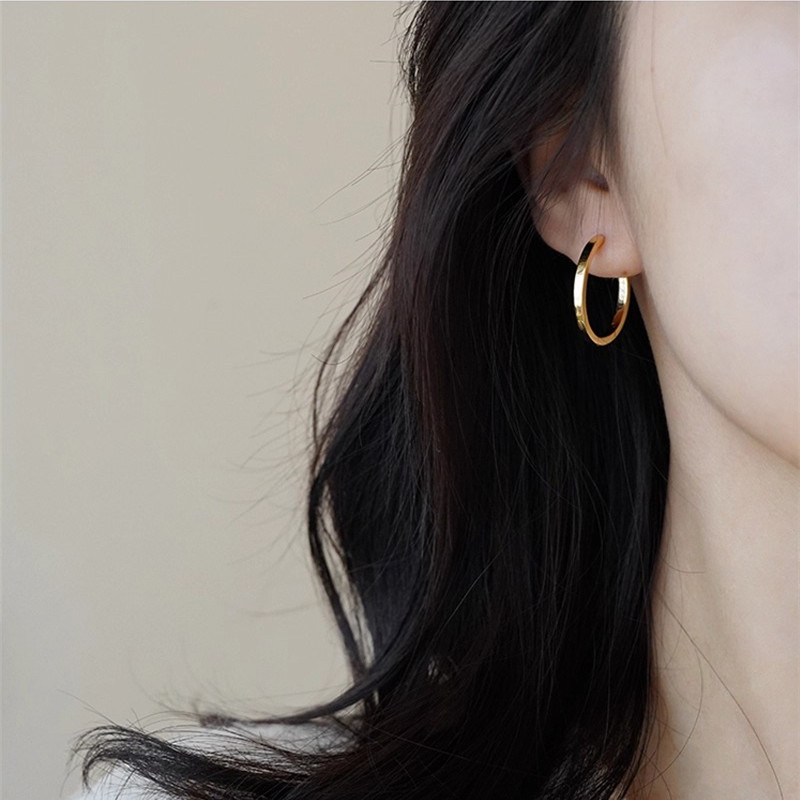 925 Sterling Silver Post Elegant Simple Plain Hoop Earrings for Women Trendy Silver Gold Copper Loop Earrings for Girls Fashionable Jewelry Gifts - Image 2