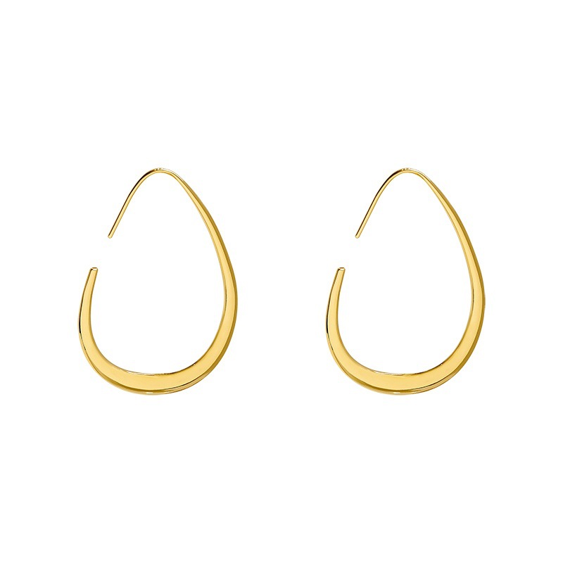 Personalized 18K Gold White Gold Copper Simple Plain Open Drop Hoop Earrings for Women Elegant Jewelry Gifts - Image 7