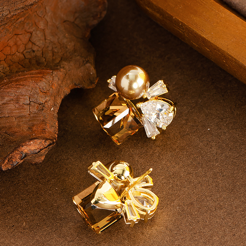 925 Sterling Silver Post Stud Earrings CZ Cubic Zirconia Pearl Crystal Square Cube Stud Earrings for Women Girls Wedding Party Jewelry Gifts - Image 8