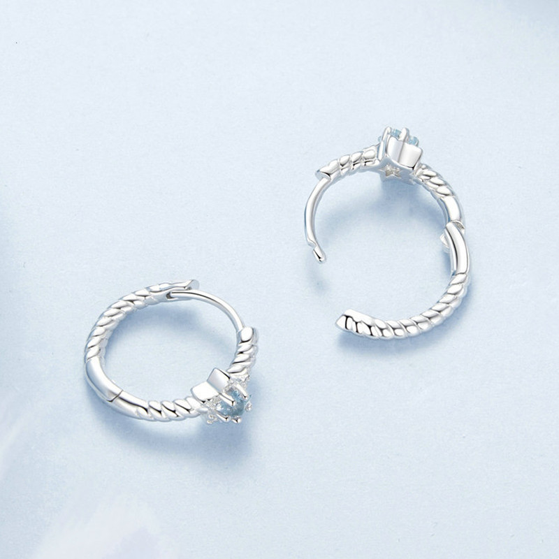 Fine Jewelry S925 Sterling Silver Hoop Earrings with Zircon Star Hoops Dangle Drop Earrings for Women Girls Jewelry Gifts - Image 8