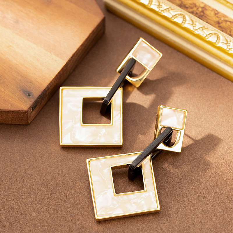 Chic Leopard and Shell Pattern Square Dangle Drop Earrings for Women Girls Trendy S925 Sterling Silver Post Geometric Earrings Jewelry Gifts - Image 8