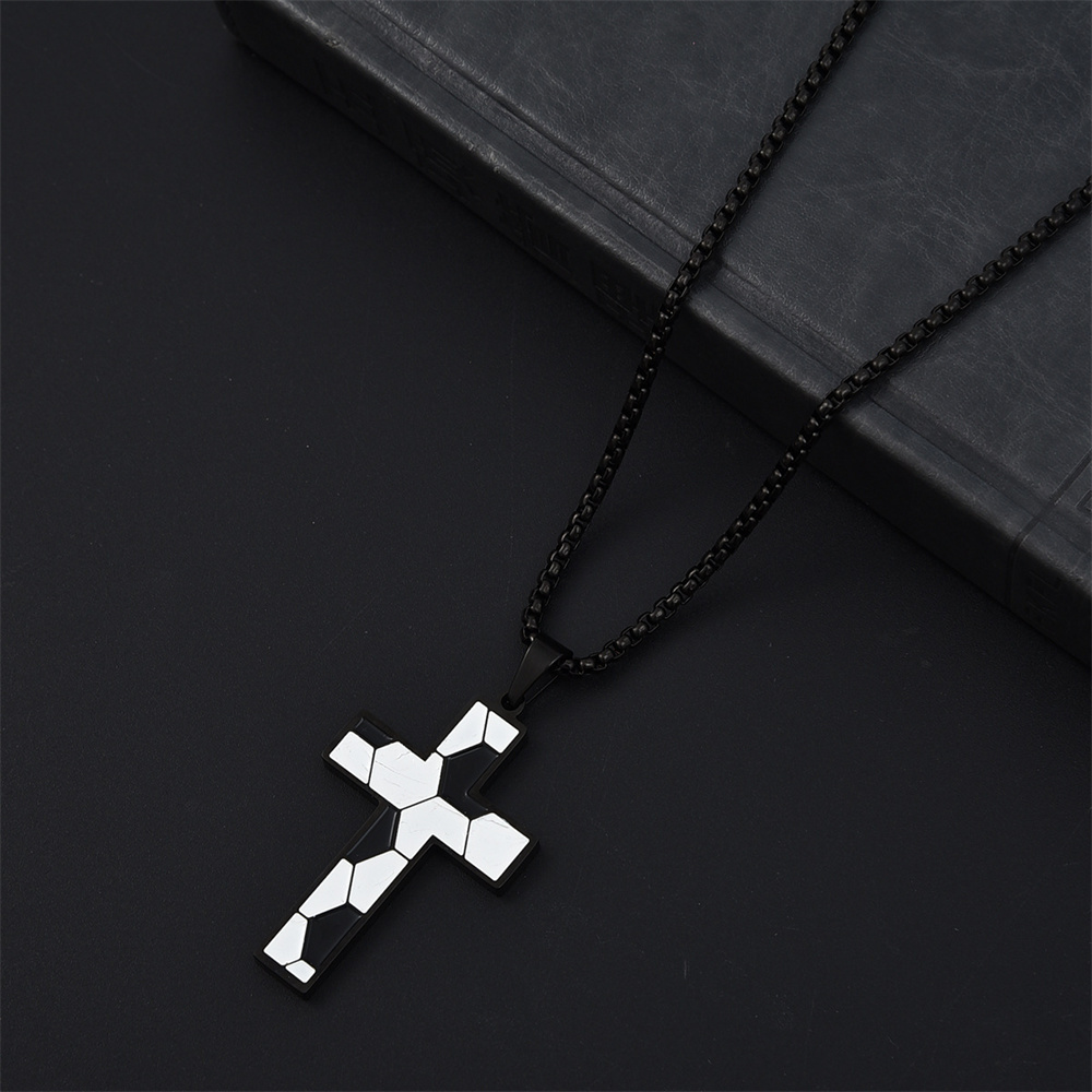 Trendy Sport Cross Necklace Silver Black Gold Plated Stainless Steel Enamel Football Cross Pendant Necklaces for Men Women Jewelry Gifts - Image 7
