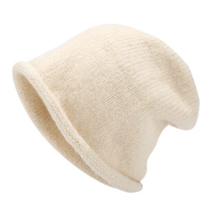 1-1 Kniting Pile Beanie Fashionable Boys Girls Curled Edge Knitted Pile Beanie Cap Fall Winter Warm Acrylic Woolen Hat Solid Chunky Knitted Beanie Hat