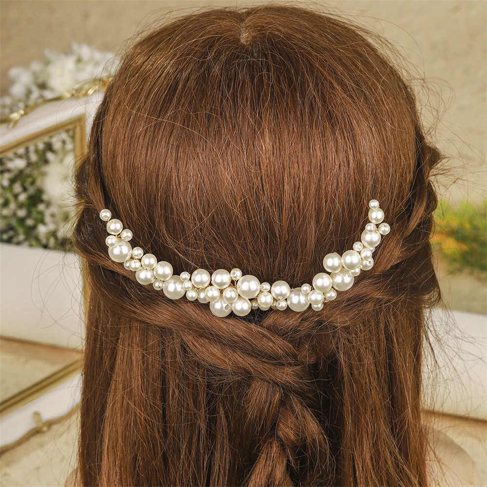 Dainty Pearl Hairpin Bridal Wedding Hair Comb Handmade Elegant Pearl Headpiece for Women Girls Hair Accessories