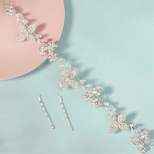 1 bridal wedding hairband Sweet Crystal Bridal Headpiece Silver Wedding Headbands Rhinestone Flower Brides Hairbands for Women Girls Hair Accessories