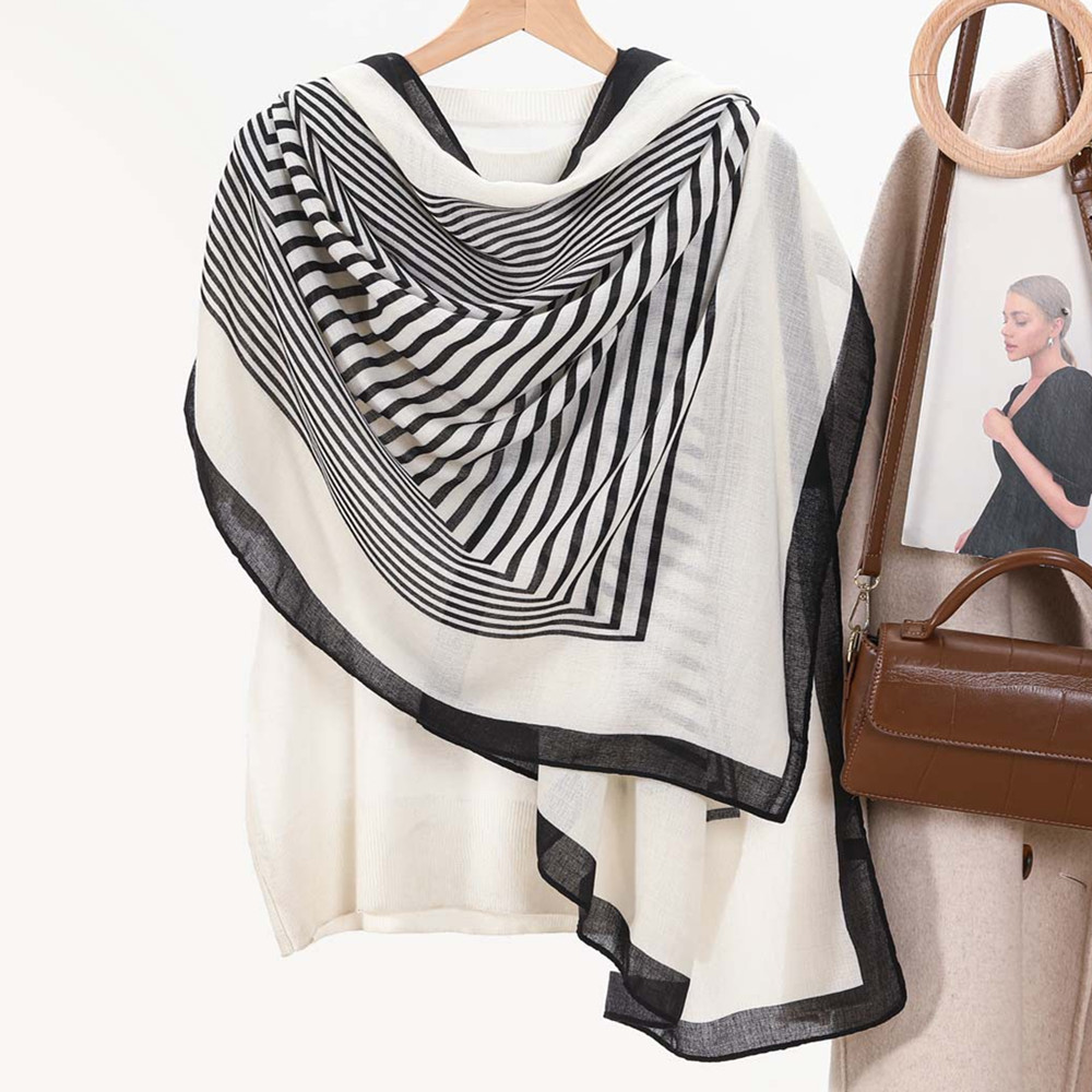 Dainty Scarves for Women Lightweight Stripes Pattern Scarf Shawl Fashion Scarves Sunscreen Shawl Wrap for Spring Fall Scarf
