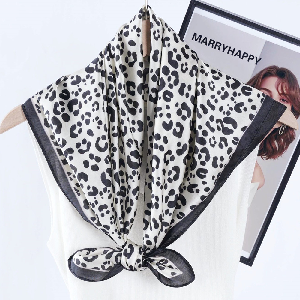 Classic Silk Feel Scarf 70X70 Large Square Satin Hair Scarf for Women Fashion Leopard Print Head Wrap Bandana Trendy Headscarf Headdress