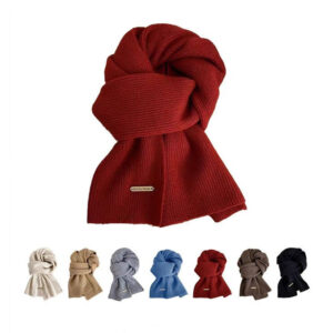 1 Warm Knitted Plain Scarf Stylish Knitted Scarf Warm Autumn and Winter Scarf Unisex Multiple Pure Color Warm Neck Knitting Yarn Plain Scarf