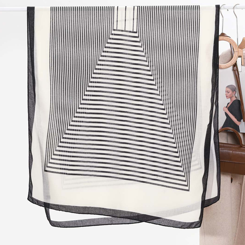 Dainty Scarves for Women Lightweight Stripes Pattern Scarf Shawl Fashion Scarves Sunscreen Shawl Wrap for Spring Fall Scarf - Image 2