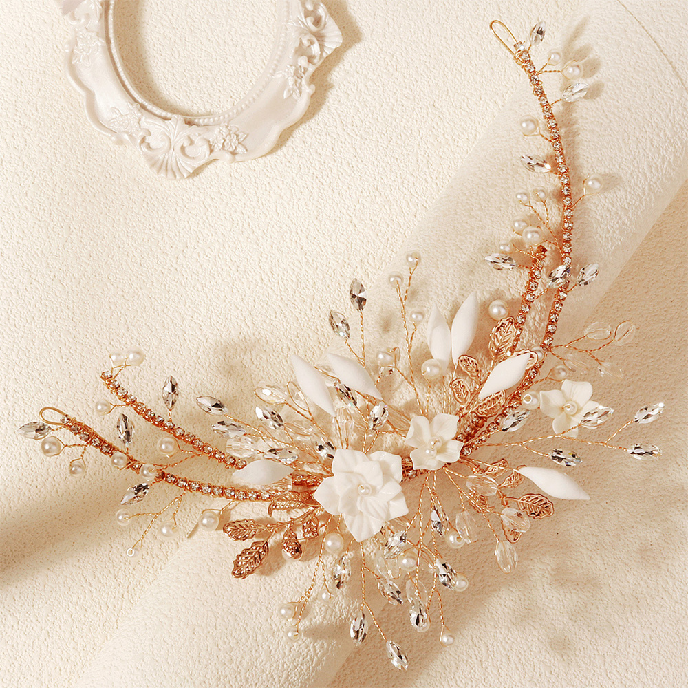 Fine Jewelry Dainty Crystal Flower Wedding Headband Bridal Headpiece Rhinestone Bridal Wedding Hair Accessories for Women Girls - Image 3