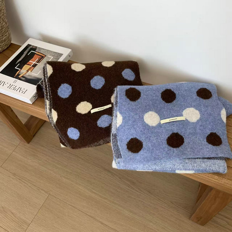 Trendy Womens Fall Winter Scarf Multicolor Warm Yarn Polka Dot Knitted Scarves for Women Girls - Image 9