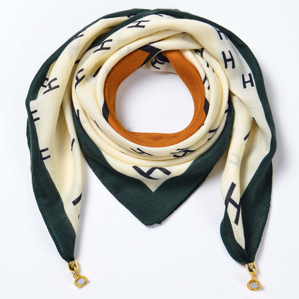 Womens Soft Scarf Necklace Magnetic Buckle Small Neckerchief Fall Winter Warm Square Scarf Neck Wrap Winter Circle Loop Scarf - Image 2
