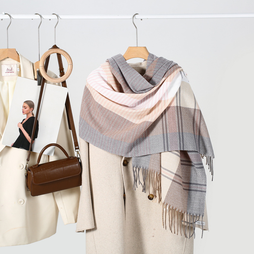 Trendy Fall Winter Scarf Stripes Tassels Soft Warm Blanket Scarves for Women and Men Cashmere Feel Long Shawl Wraps - Image 3