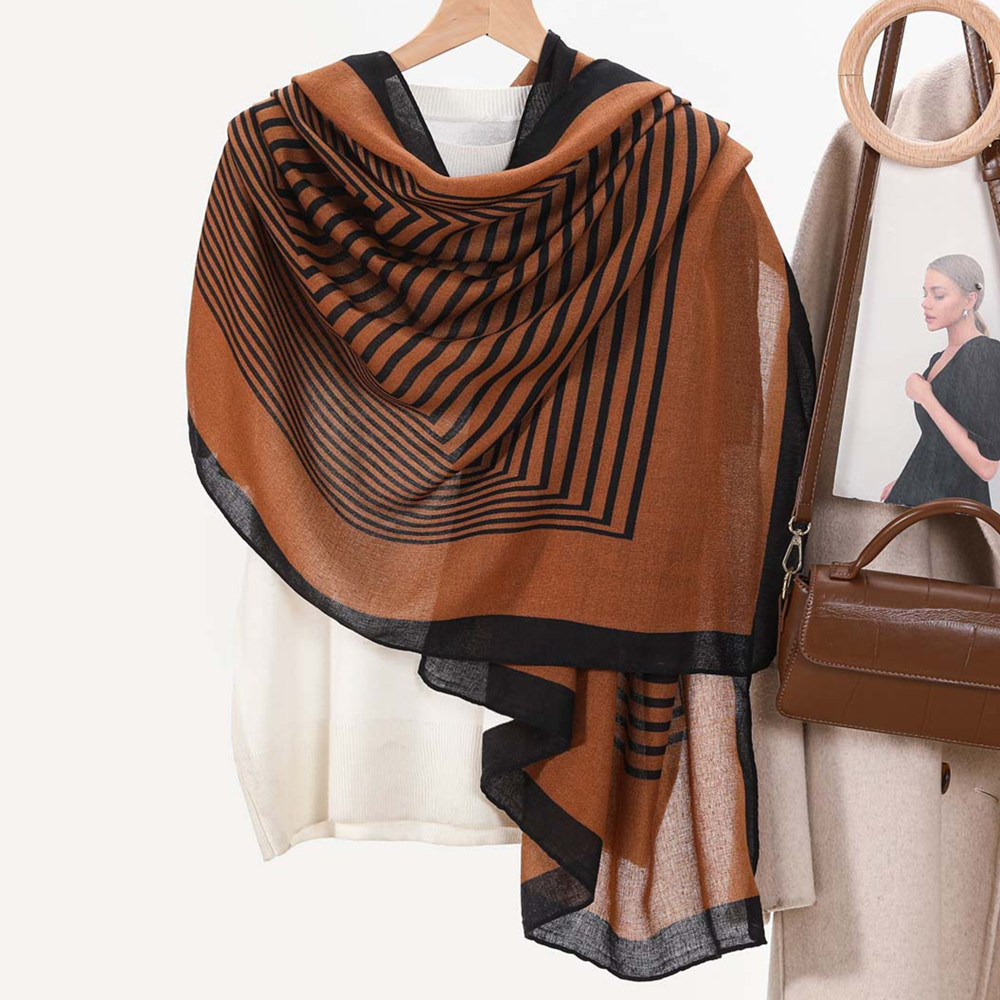 Dainty Scarves for Women Lightweight Stripes Pattern Scarf Shawl Fashion Scarves Sunscreen Shawl Wrap for Spring Fall Scarf - Image 3