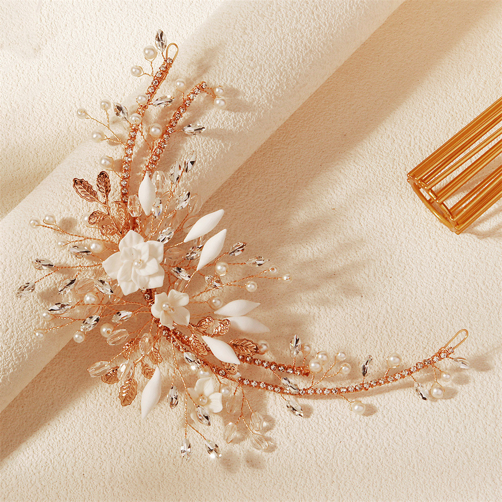 Fine Jewelry Dainty Crystal Flower Wedding Headband Bridal Headpiece Rhinestone Bridal Wedding Hair Accessories for Women Girls - Image 2