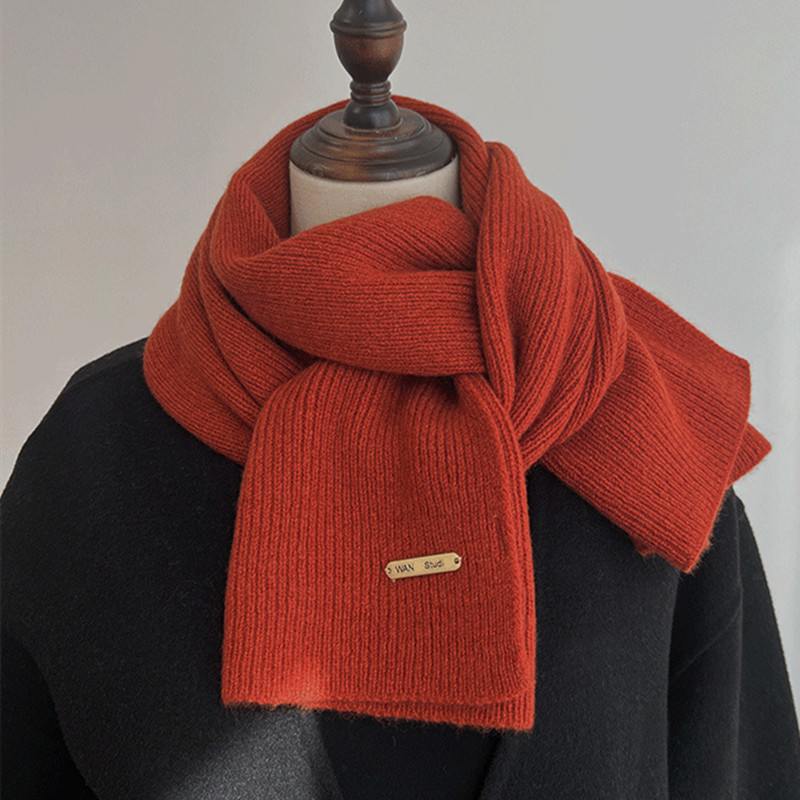 Stylish Knitted Scarf Warm Autumn and Winter Scarf Unisex Multiple Pure Color Warm Neck Knitting Yarn Plain Scarf - Image 3