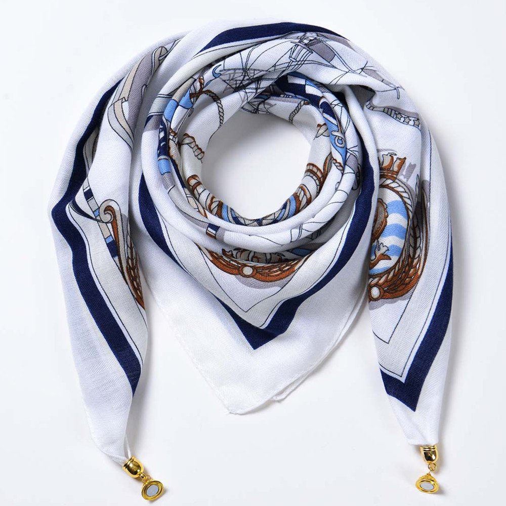 Womens Soft Scarf Necklace Magnetic Buckle Small Neckerchief Fall Winter Warm Square Scarf Neck Wrap Winter Circle Loop Scarf - Image 3