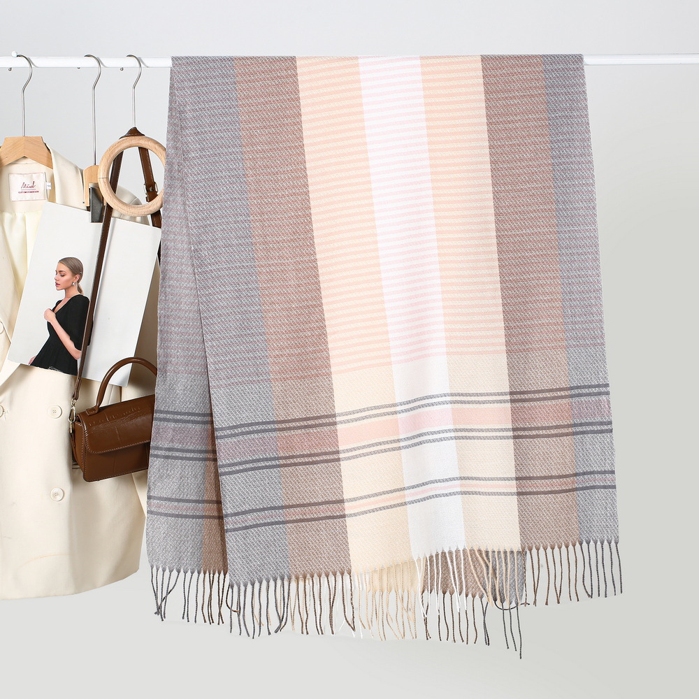 Trendy Fall Winter Scarf Stripes Tassels Soft Warm Blanket Scarves for Women and Men Cashmere Feel Long Shawl Wraps - Image 4