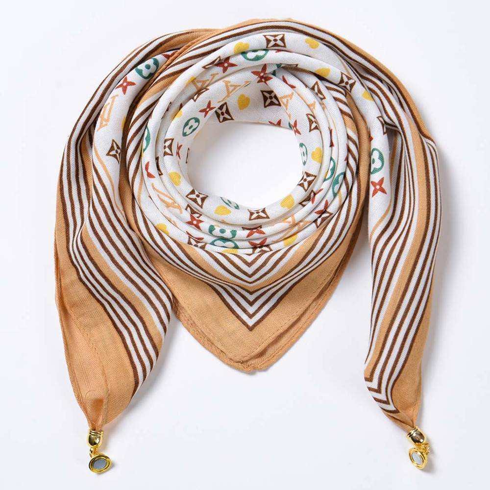 Womens Soft Scarf Necklace Magnetic Buckle Small Neckerchief Fall Winter Warm Square Scarf Neck Wrap Winter Circle Loop Scarf - Image 4