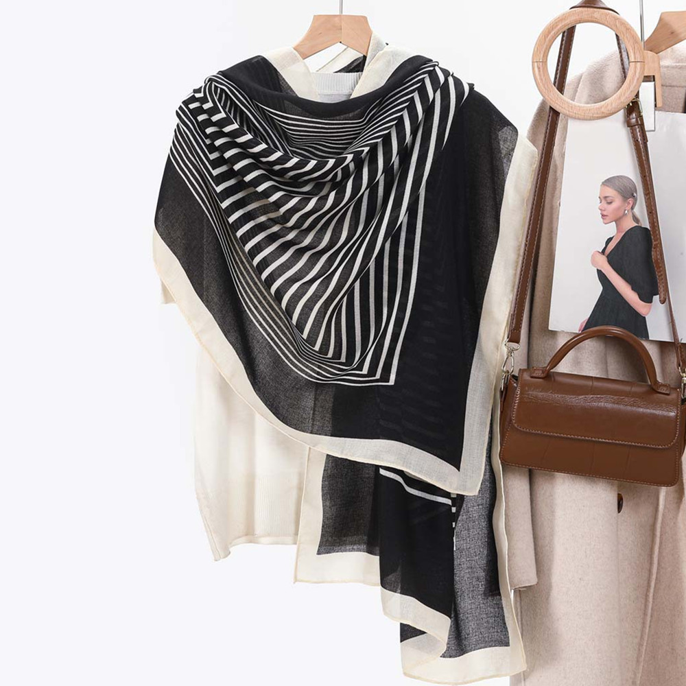 Dainty Scarves for Women Lightweight Stripes Pattern Scarf Shawl Fashion Scarves Sunscreen Shawl Wrap for Spring Fall Scarf - Image 4