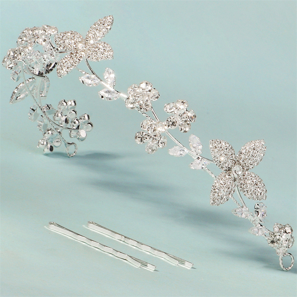 Sweet Crystal Bridal Headpiece Silver Wedding Headbands Rhinestone Flower Brides Hairbands for Women Girls Hair Accessories - Image 5