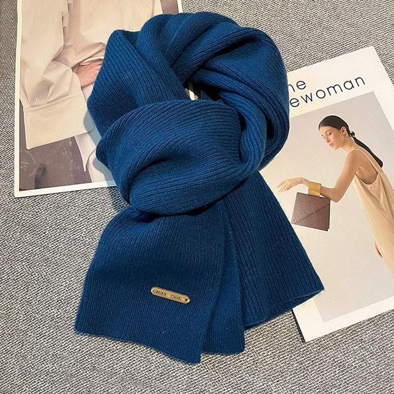 Stylish Knitted Scarf Warm Autumn and Winter Scarf Unisex Multiple Pure Color Warm Neck Knitting Yarn Plain Scarf - Image 5