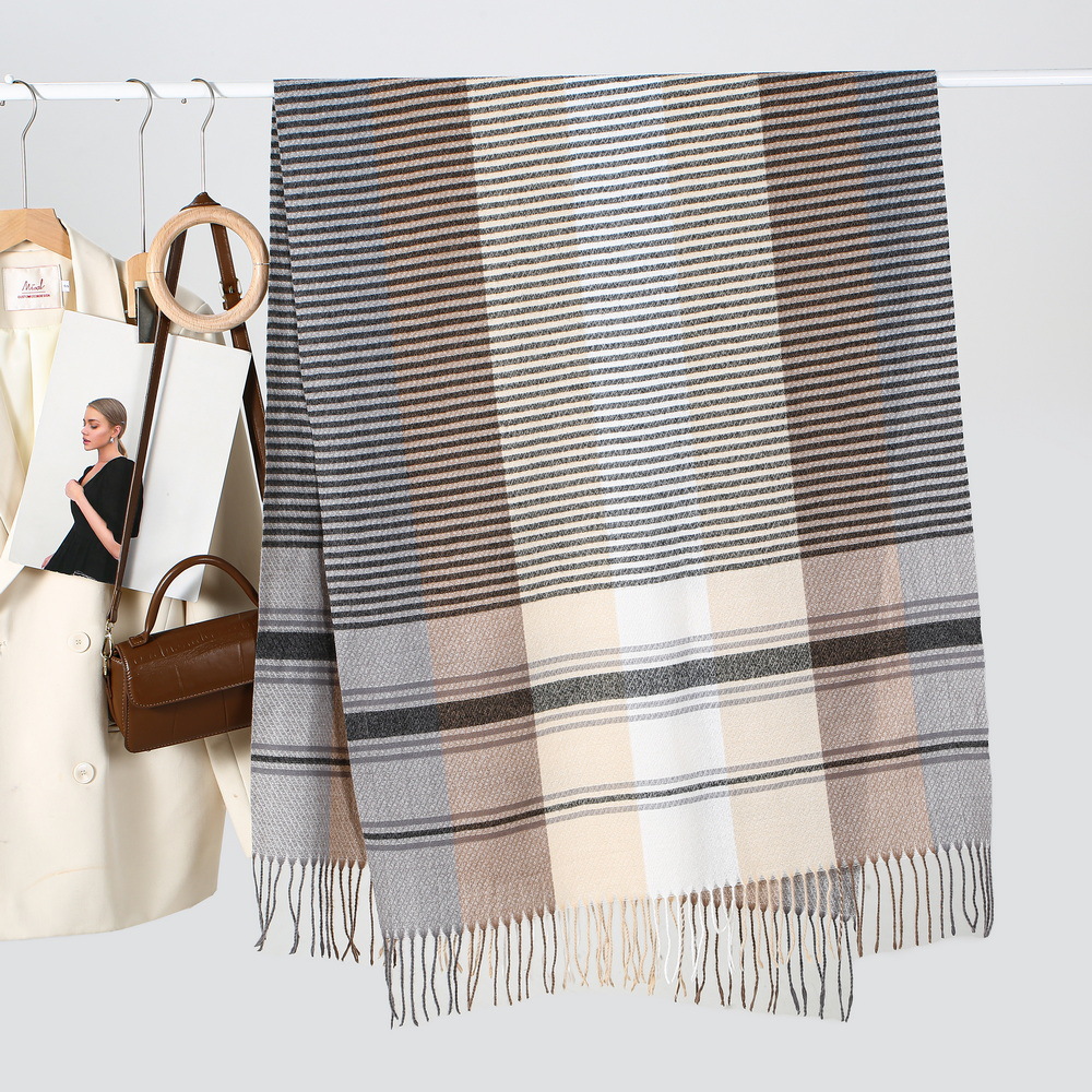 Trendy Fall Winter Scarf Stripes Tassels Soft Warm Blanket Scarves for Women and Men Cashmere Feel Long Shawl Wraps - Image 6