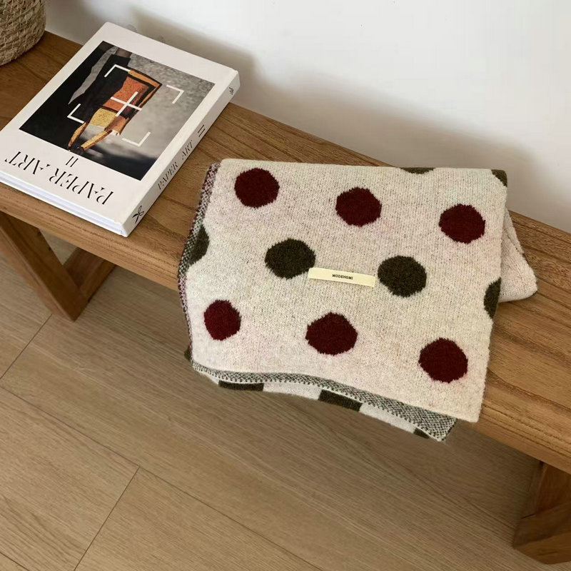 Trendy Womens Fall Winter Scarf Multicolor Warm Yarn Polka Dot Knitted Scarves for Women Girls - Image 5